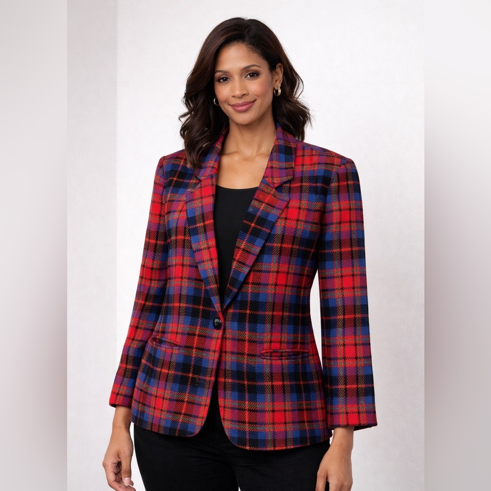 Sag Harbor Red and Blue Plaid Blazer Size 12